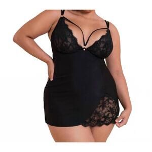 NEW SCANTILLY embrace chemise plunge wireless sexy lingerie in black
